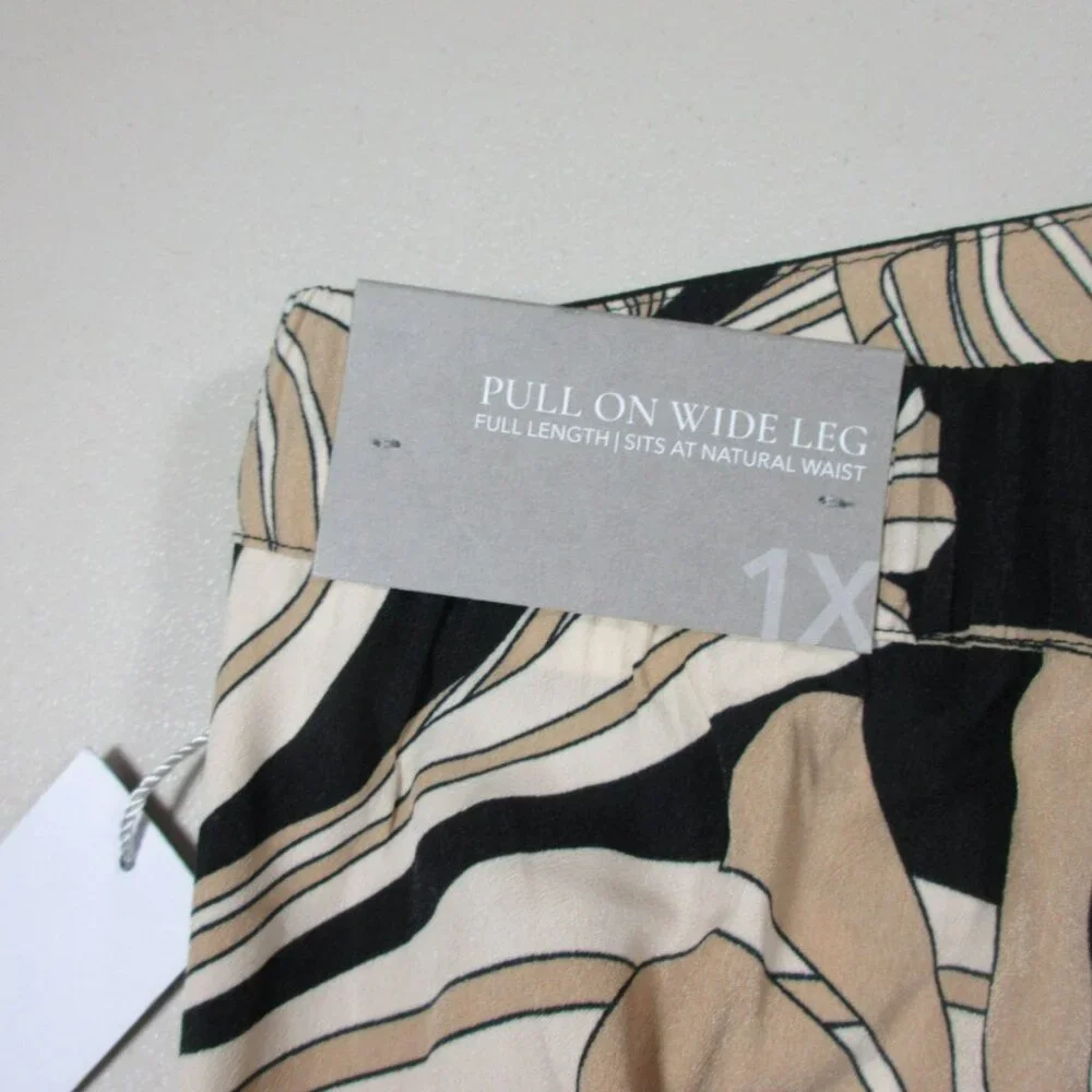 Soft Surroundings womens black beige Yara wide leg Hawaiian pants 1Xx30 NWT - Picture 8 of 11